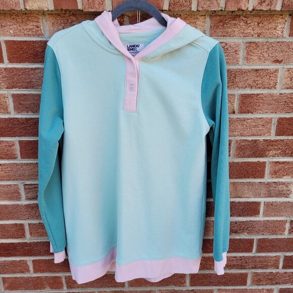 Vintage Lands' End Serious Sweats Hoodie Women's Size Medium Block Colors - Picture 1 of 6